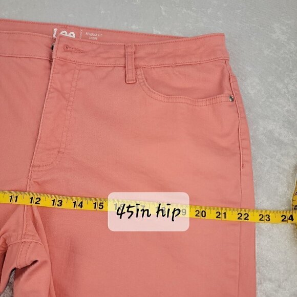 Lee Women's Cotton Blend Pink Mid Rise Regular Shorts Size 18 - Picture 5 of 8